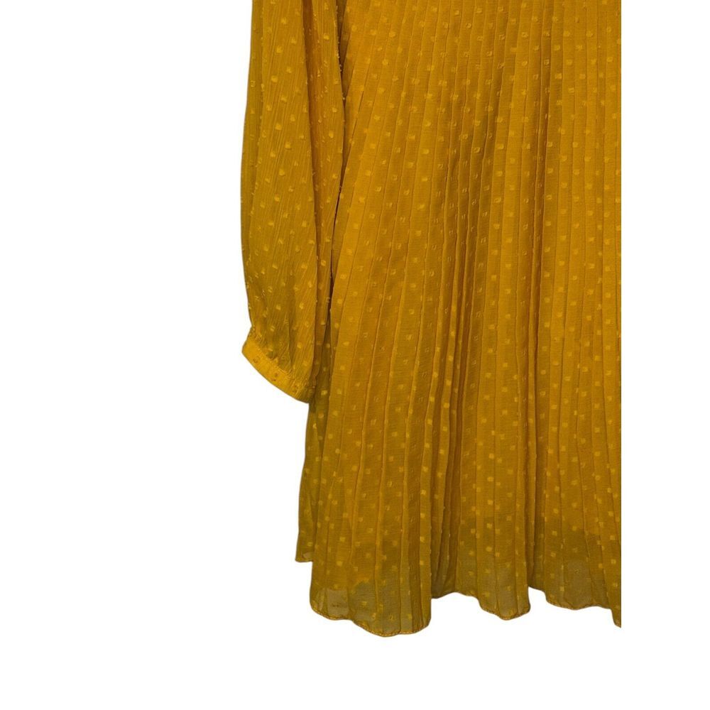 Zara Women's Dress Mini Polka Dot Lace Pleated‎ Hem V-Neck Balloon Sleeve Medium - Picture 3 of 11